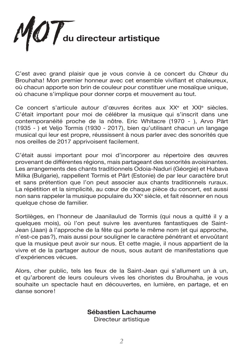Programme de concert page 2